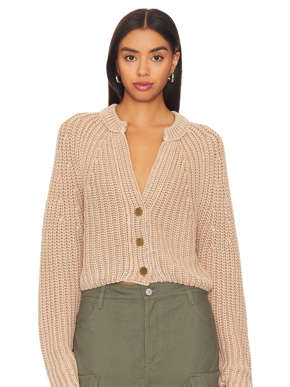 Free People Sweet Nothing cardigan (see measurements) Cropped Pink Chunky Knit